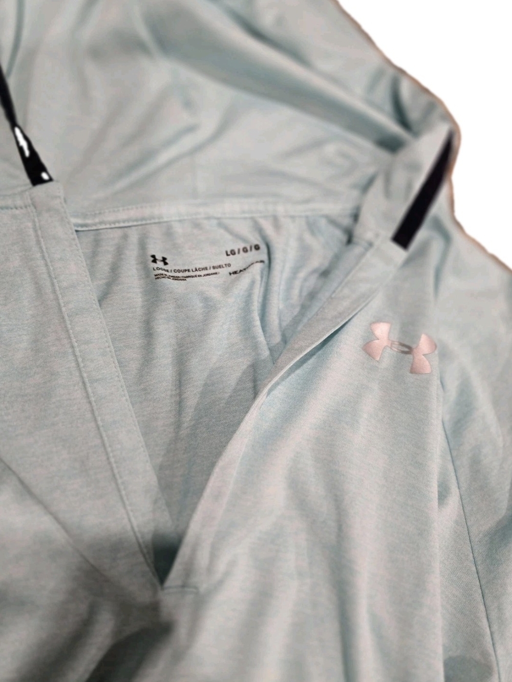 Under Armour HeatGear Women’s Large Light Blue Hooded Athletic Top - Picture 2 of 9